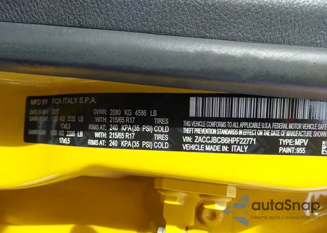 2017 Jeep Renegade Trailhawk 4X4 из США, поврежденный, VIN ZACCJBCB6HPF22771